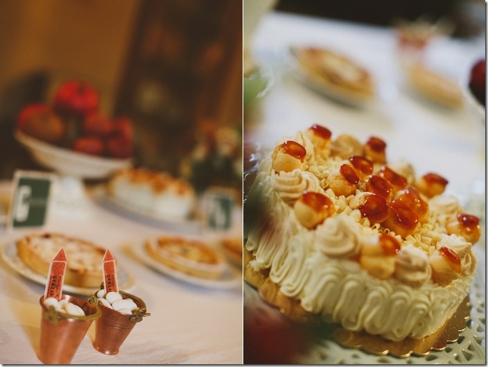 tavolo delle torte, saint honoré, panna e bignè, torta matrimonio stile vintage anni 50
