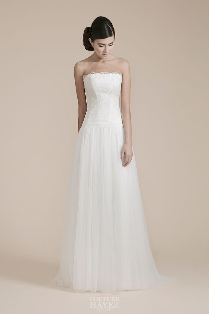 abiti sposa pizzi francesi, bustier in pizzo francese, abito sposa gonna tulle