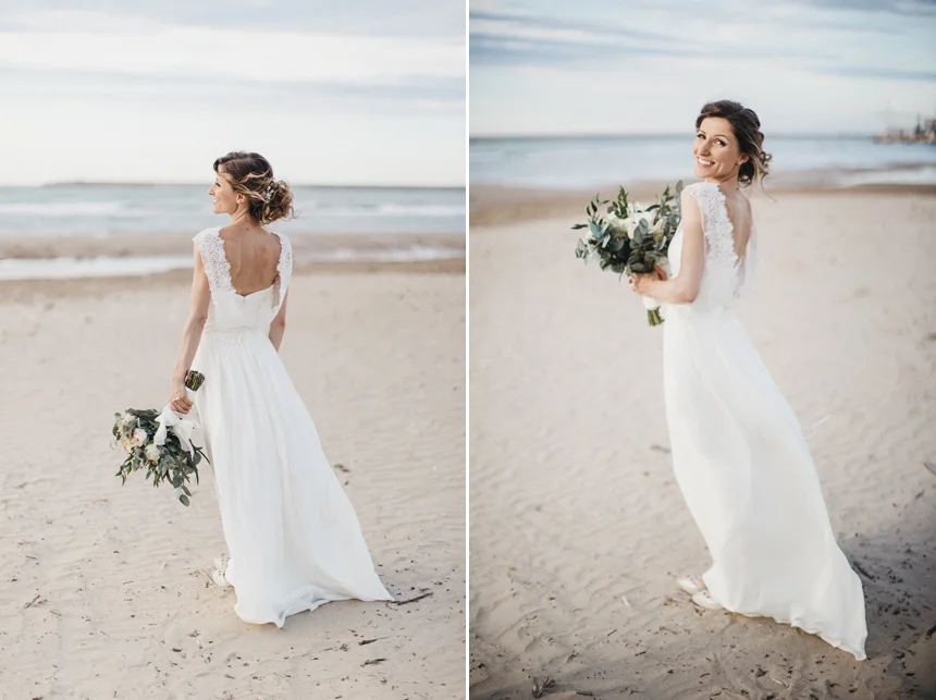 abito sposa couture hayez, collezione eleganza, sposa in spiaggia, foto nozze al mare