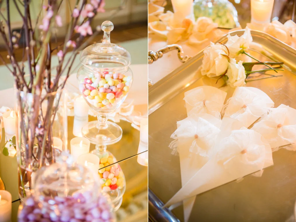 allestimento tavolo confettata alla reggia di monza