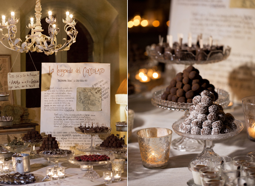 tavolo cioccolato e tartufi matrimonio Camp di Cent Pertigh