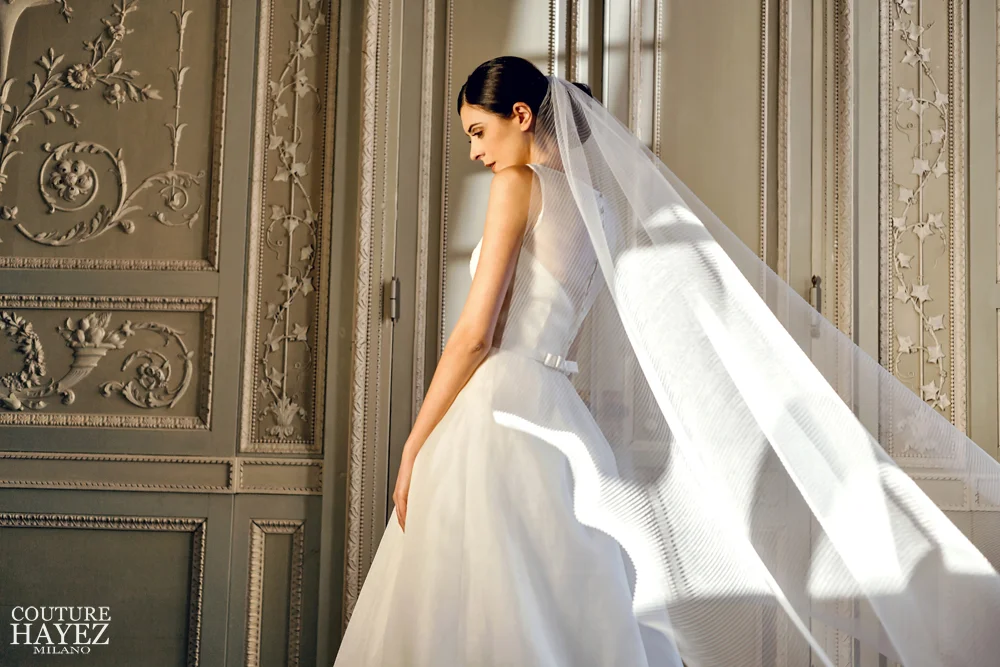 velo lungo in organza per abiti da sposa stile principessa