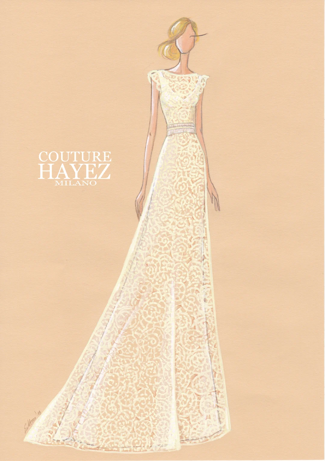 abito sposa pizzo grafico, abiti sposa couture hayez , atelier sposa milano , atelier sposa