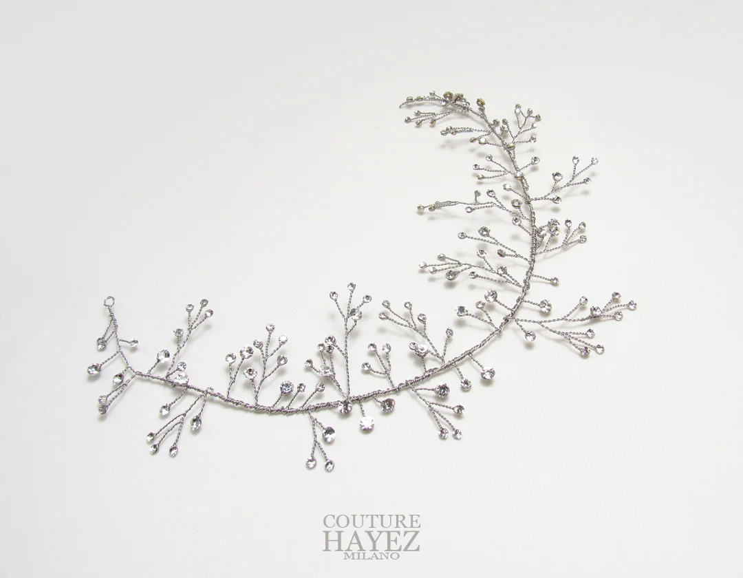 tiara strass sposa, acconciatura boho strass, filo strass per capelli sposa