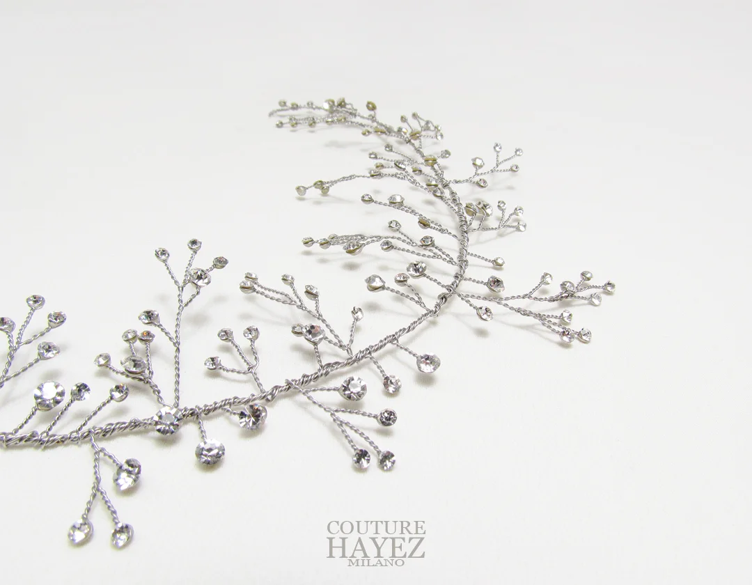 coroncina strass sposa, filo strass per acconciatura sposa, accessori per capelli sposa
