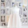 abito damigella bambina con gonna in tulle, abito damigella bianco e rosa 6 anni