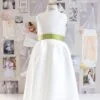 abito damigella bambina bianco in mikado con cintura 8 anni