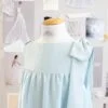 abito cerimonia bambina azzurro con fiocco sulla spalla, abito da damigella bambina online
