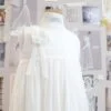 abito bambina damigella in georgette e pizzo bianco sartoriale