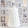 abito damigella bimba bianco in georgette di seta sartoriale, abito da damigella bambina senza maniche bianco