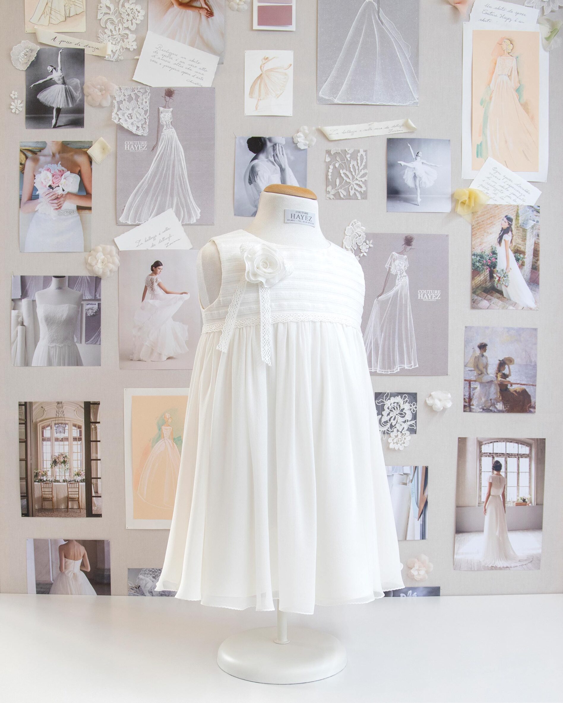 abito da damigella bambina matrimonio bianco in georgette 4 anni