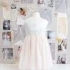 abito damigella bambina tulle rosa e bianco 6 anni, abiti sartoriali bambina