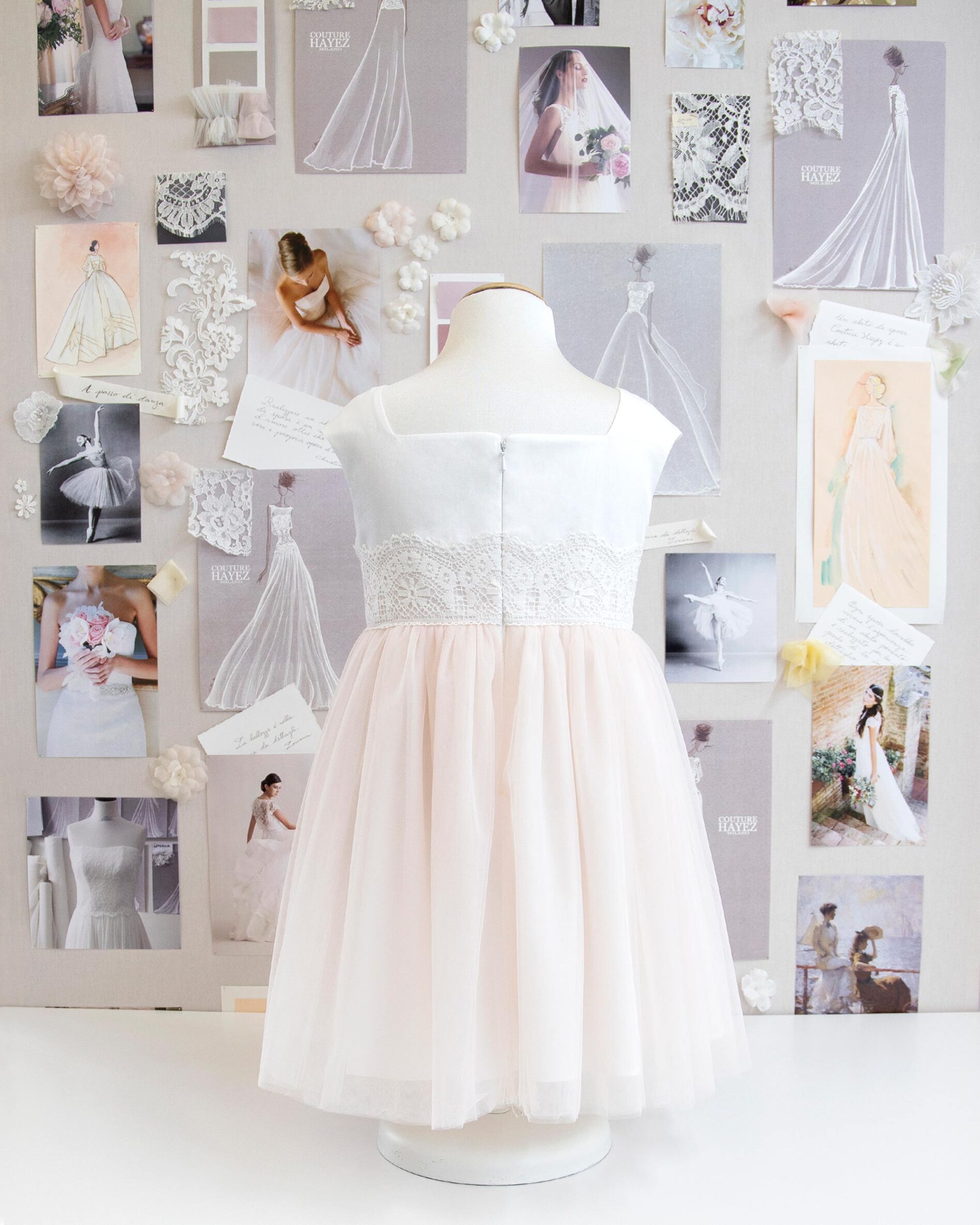 abito damigella bambina tulle rosa e bianco 6 anni, abiti sartoriali bambina