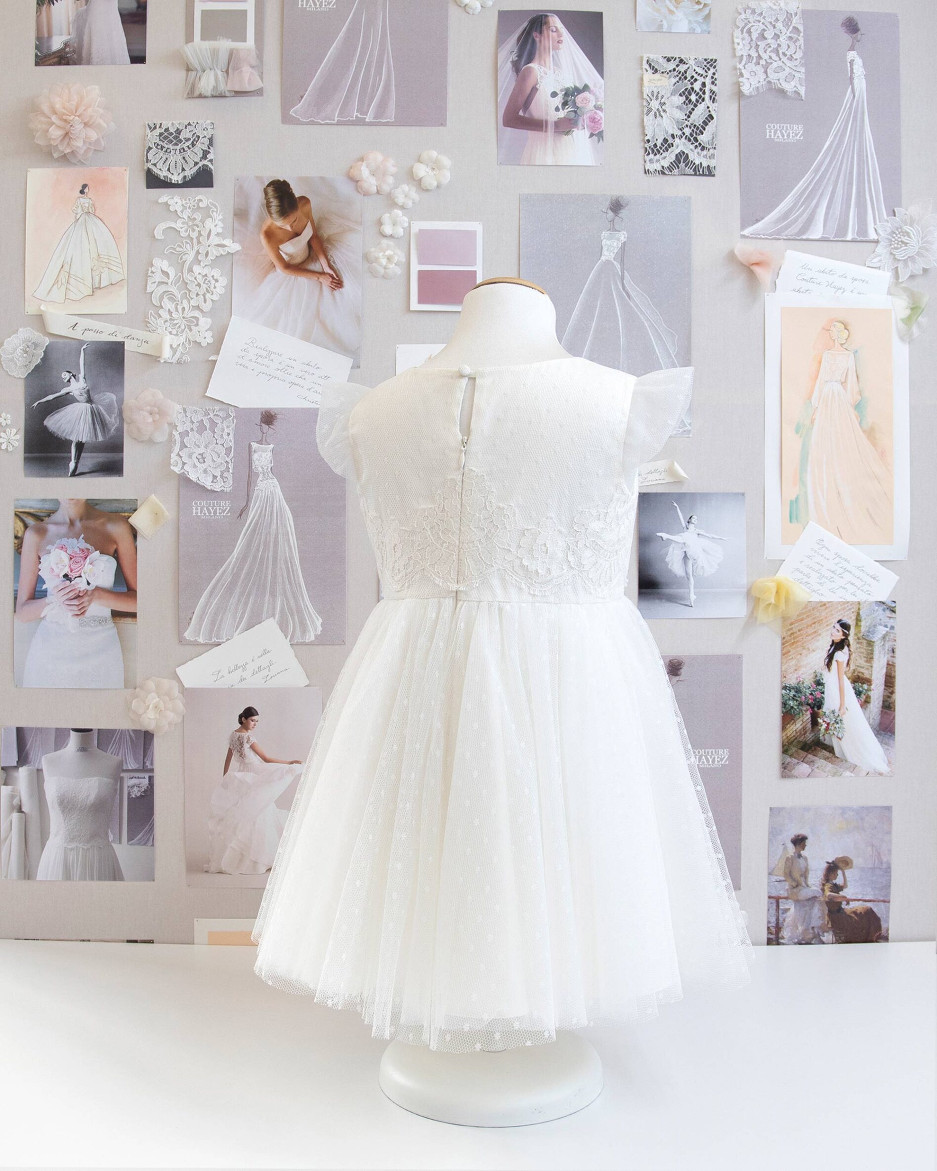 abito da cerimonia bambina in tulle plumetis e pizzo francese online