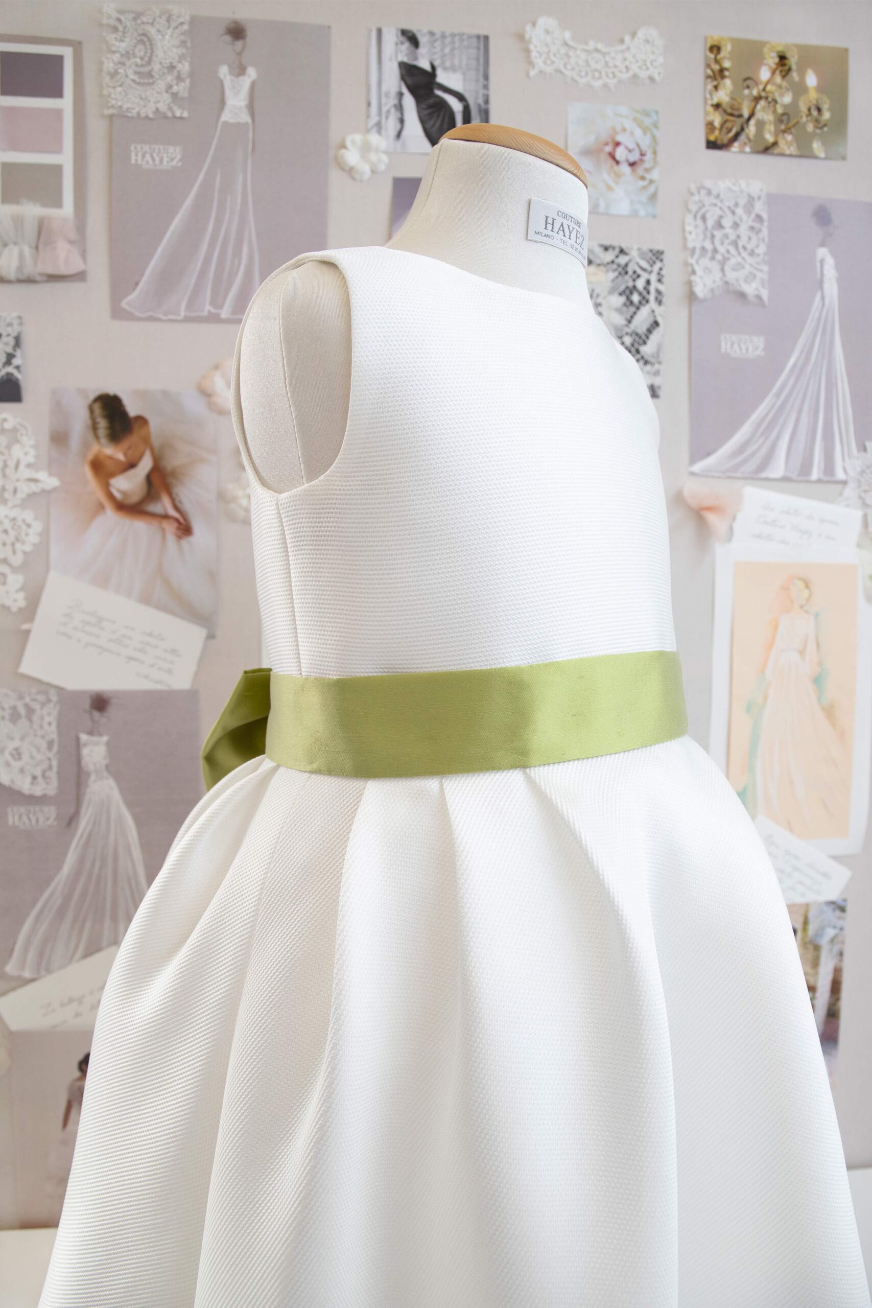 Abito damigella bambina in Mikado con fiocco, Couture Hayez Shop Online