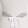 cintura sposa gioiello argento, cinture gioiello firmate, cintura gioiello sposa con nastro in raso bianco