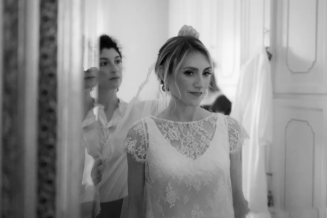abito da sposa su misura atelier, come si indossa il velo all'americana