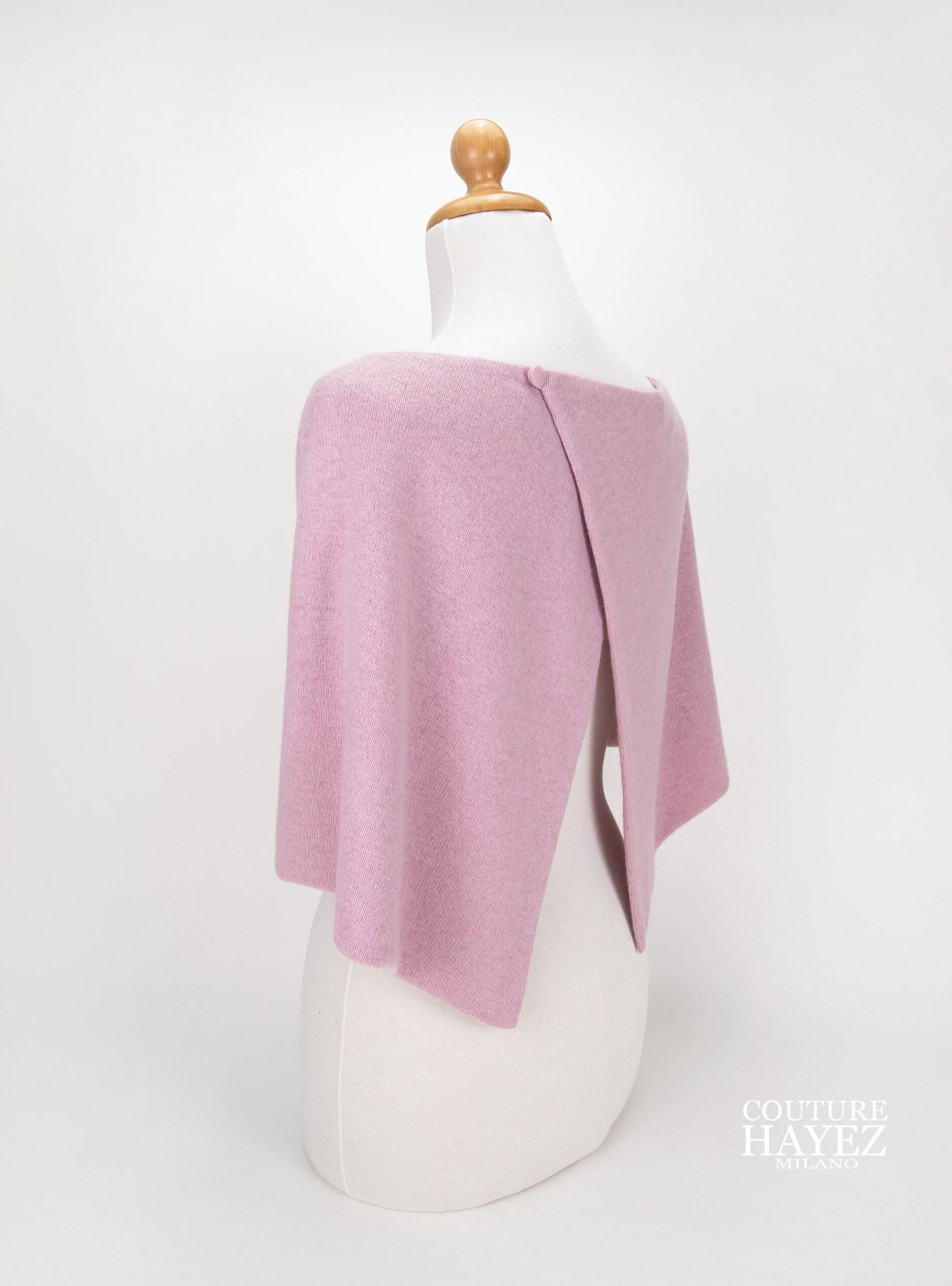mantellina coprispalle in lana rosa, coprispalle in lana sartoriale