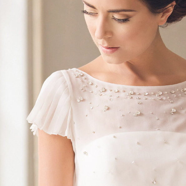 abito da sposa in georgette di seta modello Natali Couture Hayez Atelier