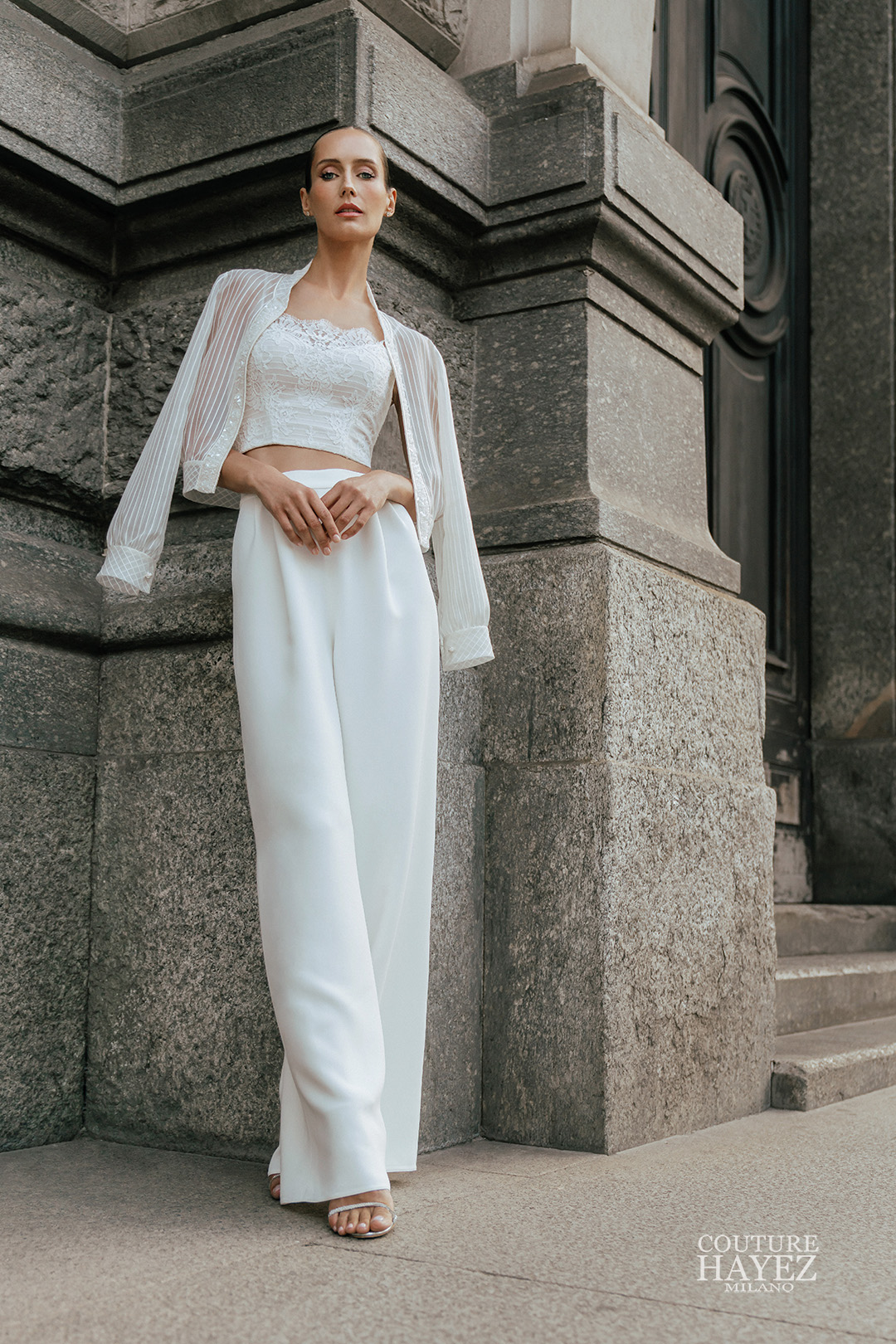 Come inossare i pantaloni sposa con stile, couture Hayez Atelier Milano