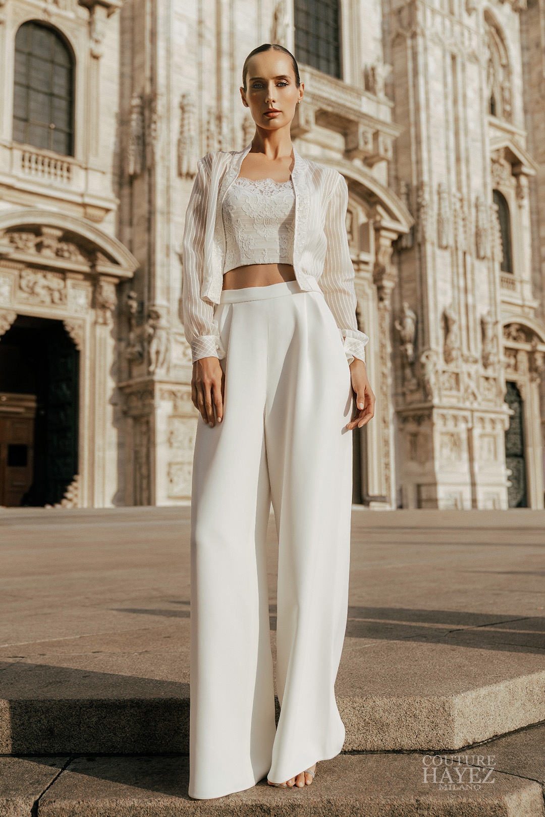 Pantaloni da sposa: due modi di indossarli con stile , pantaloni palazzo sposa, idee sposa alternativa